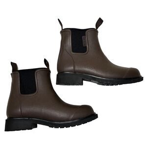 Merry People Bobbi Boots Brown & Black Ankle Rain Boot 38 (W 7, M 6)